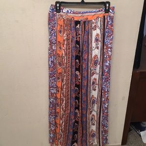 Paisley and floral multicolored long skirt w/ slit